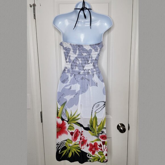 Hibiscus flower Y2K swim suit cover up halter dress Size M - Picture 2 of 12